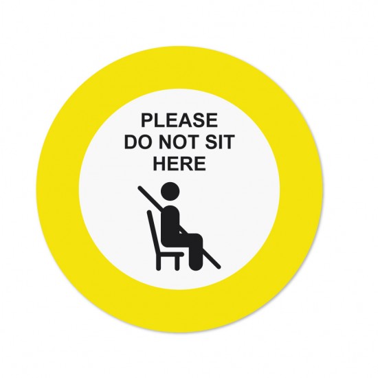 Covid-19 Chair Sticker Please do not sit here with Yellow border 26cm 3pcs
